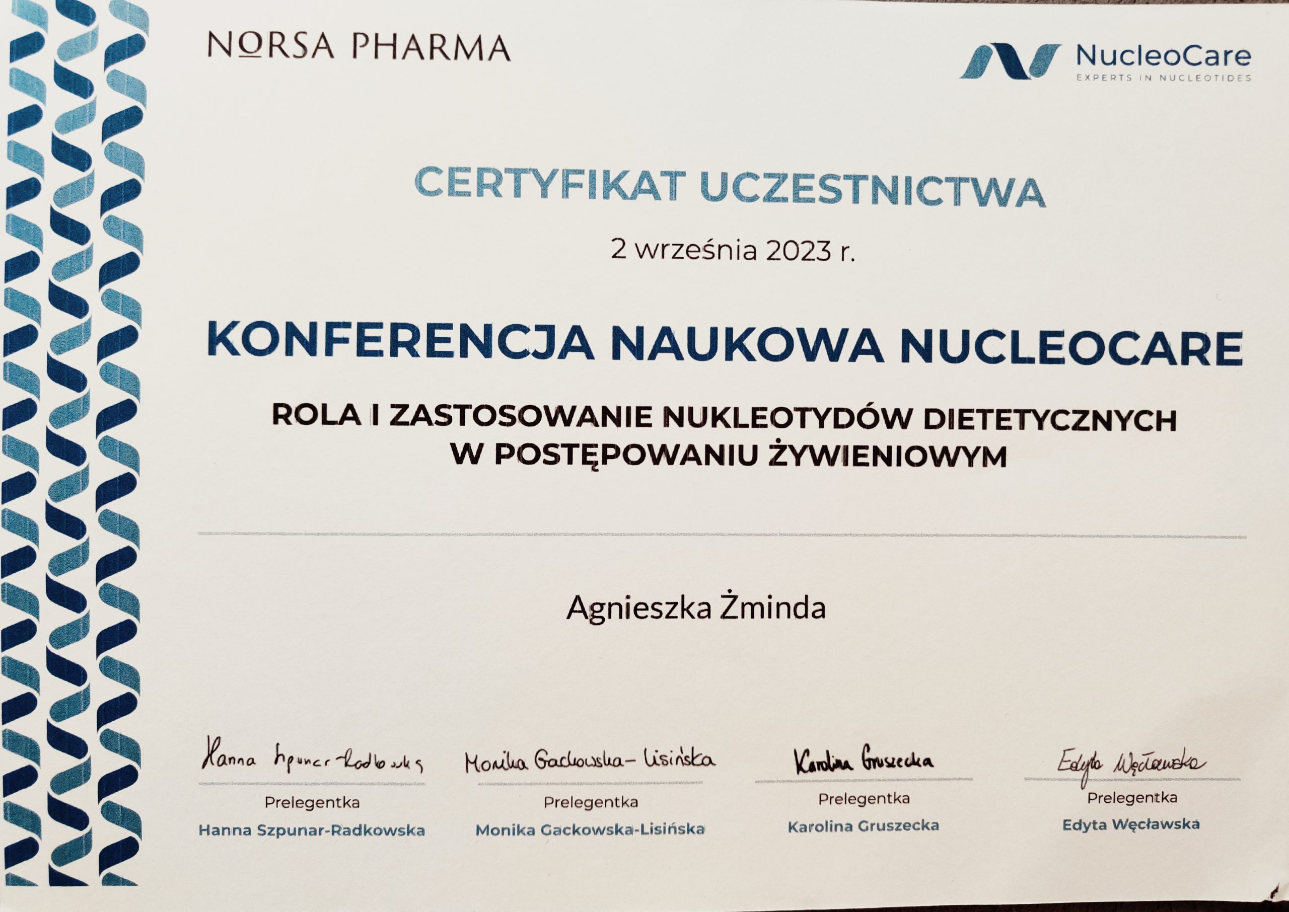 certyfikat nukleotydy